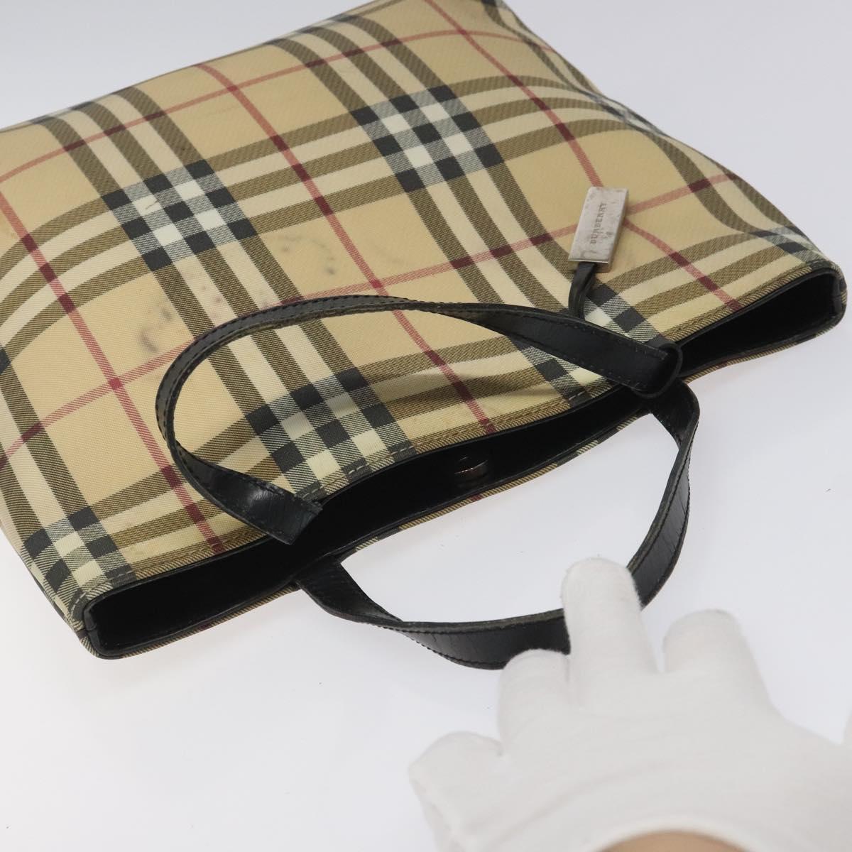 BURBERRY Nova Check Hand Bag PVC Beige Auth EC273