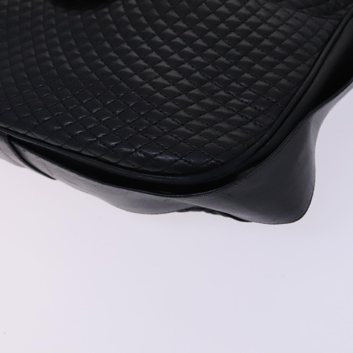 BALLY Shoulder Bag Leather Black Gold Auth EC277