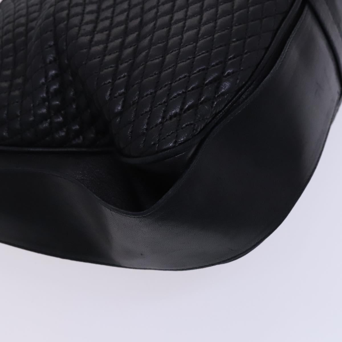 BALLY Shoulder Bag Leather Black Gold Auth EC277