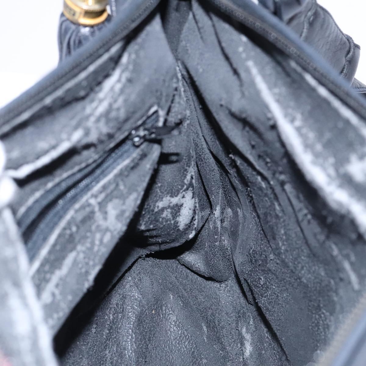 BALLY Shoulder Bag Leather Black Gold Auth EC277