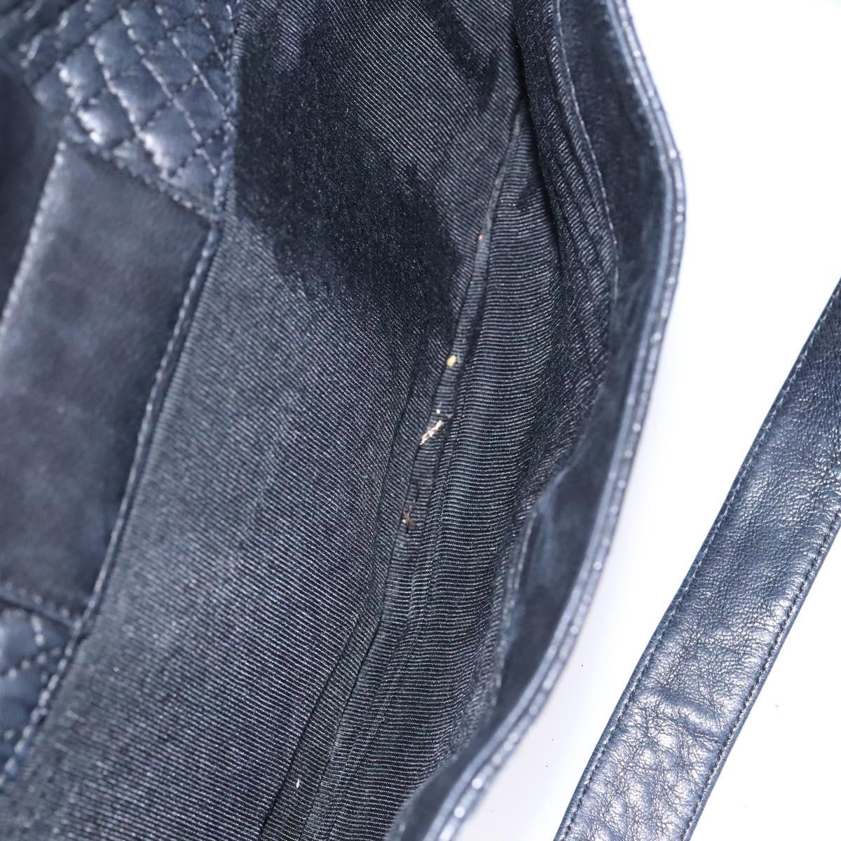 BALLY Shoulder Bag Leather Black Gold Auth EC277