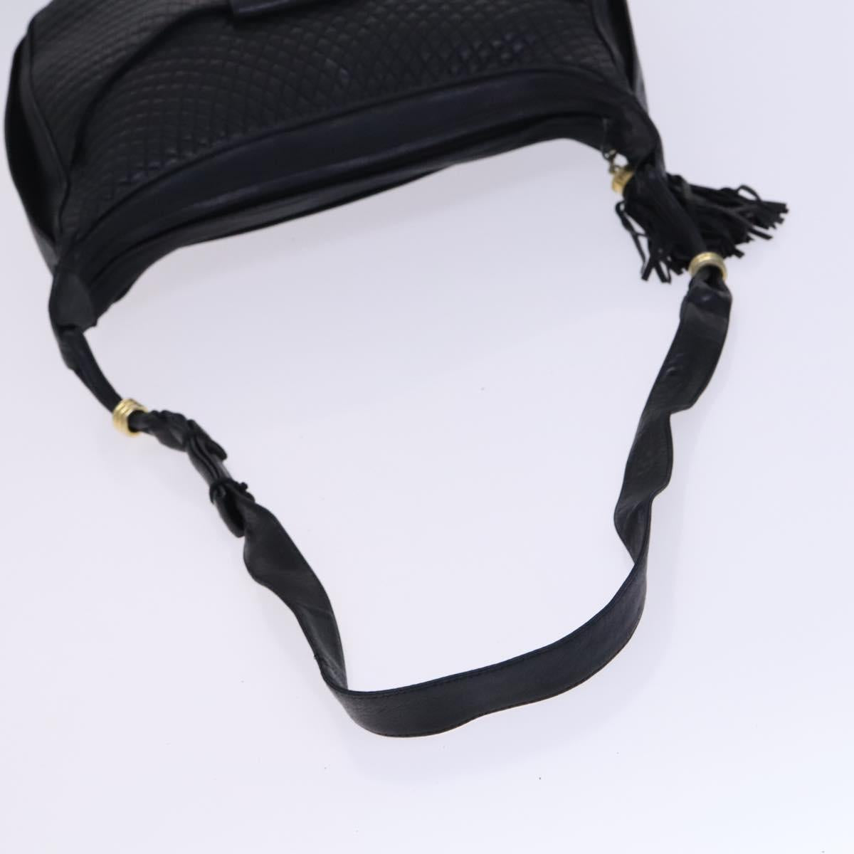 BALLY Shoulder Bag Leather Black Gold Auth EC277