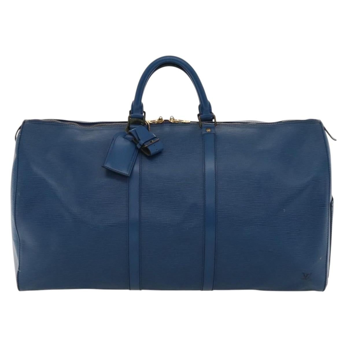 LOUIS VUITTON Epi Keepall 55 Boston Bag Toledo Blue M42955 LV Auth EC290