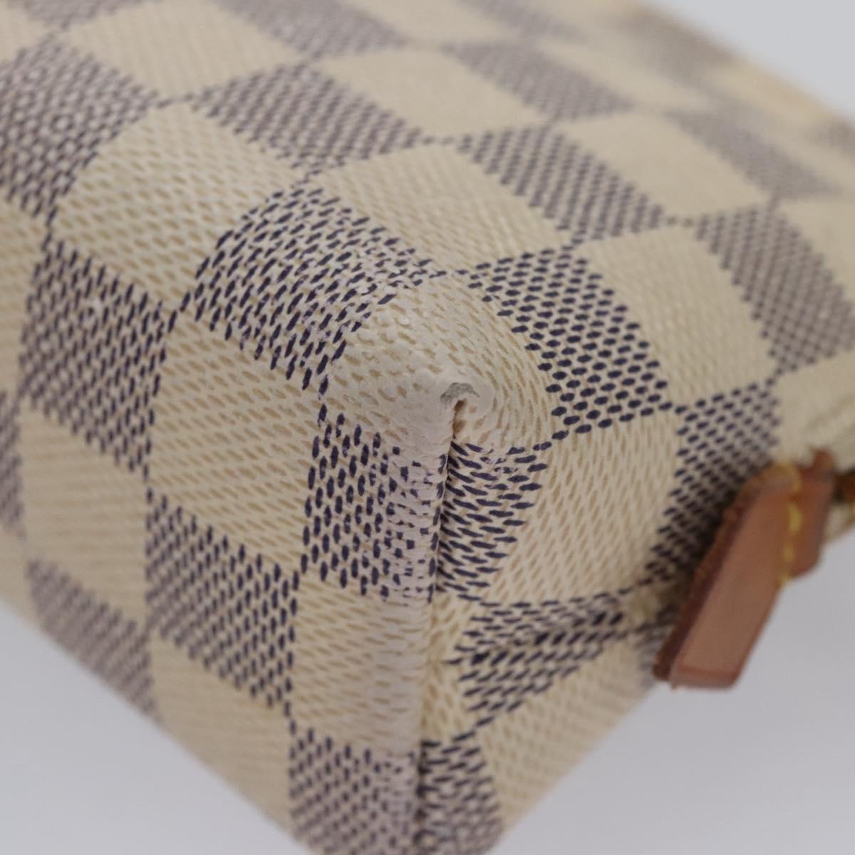 LOUIS VUITTON Damier Azur Pochette Cosmetic PM Pouch N60024 LV Auth EC298