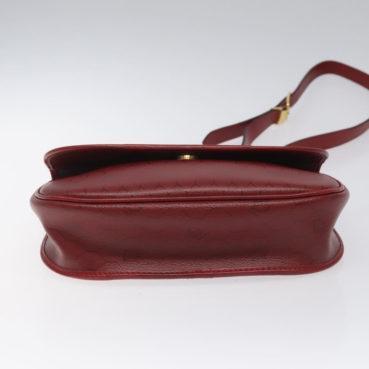 Christian Dior Honeycomb Canvas Shoulder Bag PVC Leather Red Gold Auth EC300