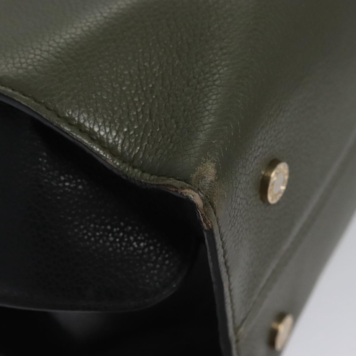 BVLGARI Aruba Hand Bag Leather 2way Green Auth EC308