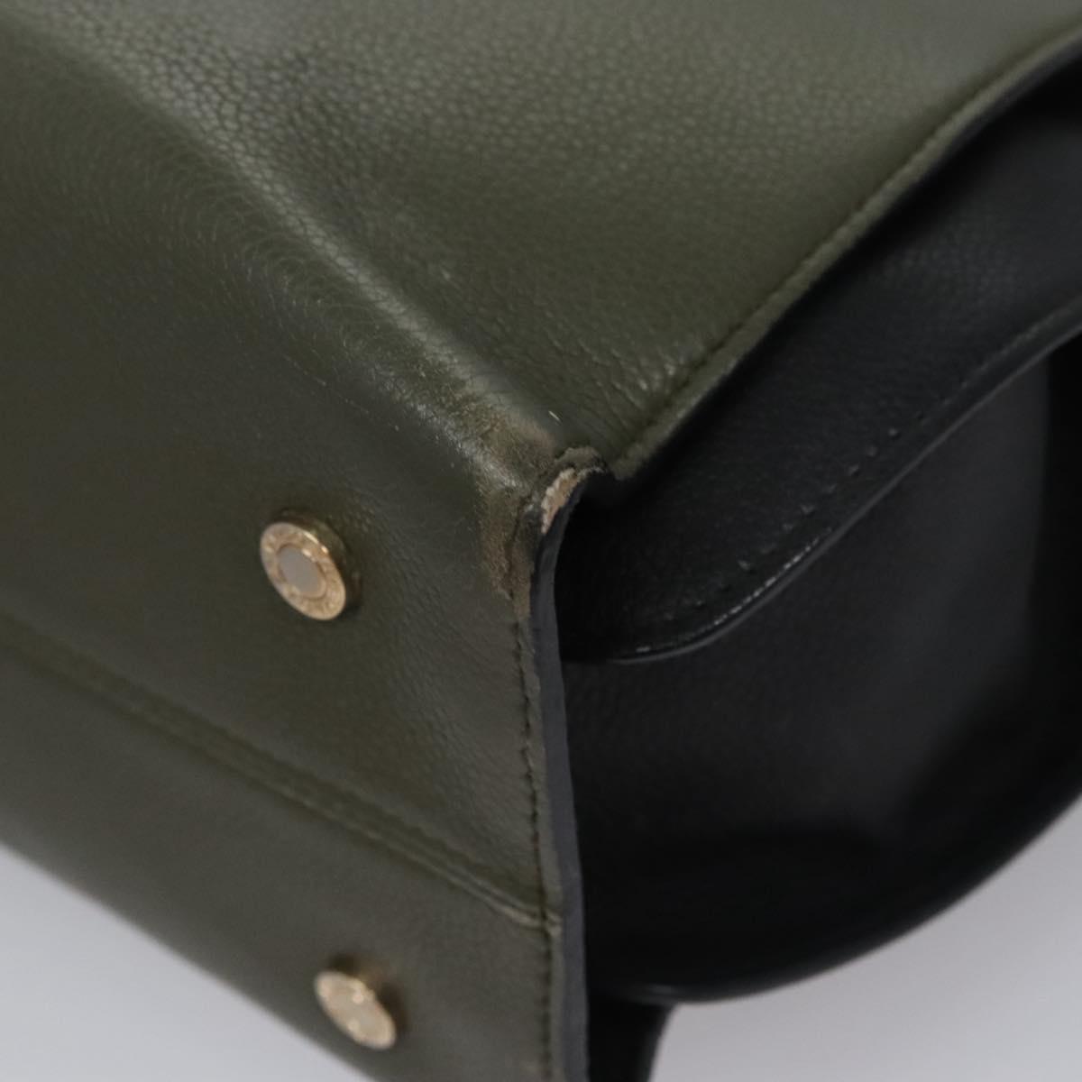 BVLGARI Aruba Hand Bag Leather 2way Green Auth EC308