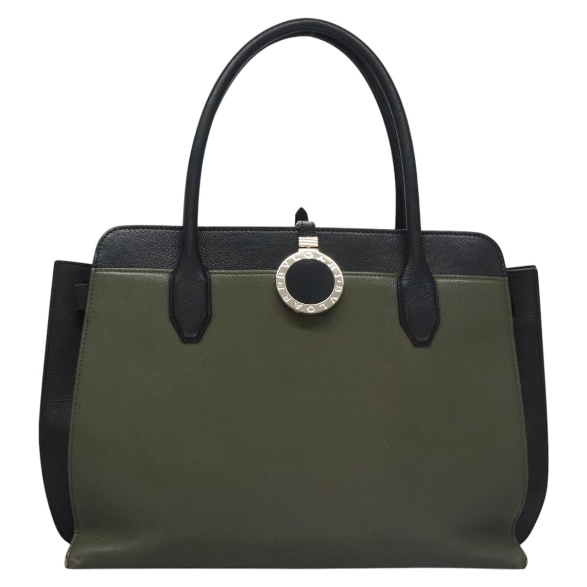 BVLGARI Aruba Hand Bag Leather 2way Green Auth EC308