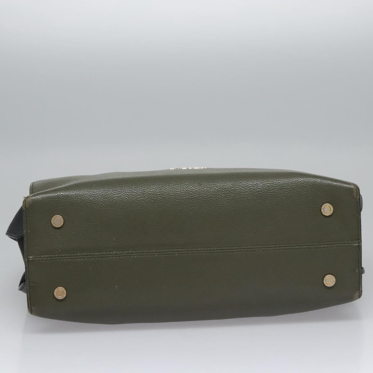 BVLGARI Aruba Hand Bag Leather 2way Green Auth EC308