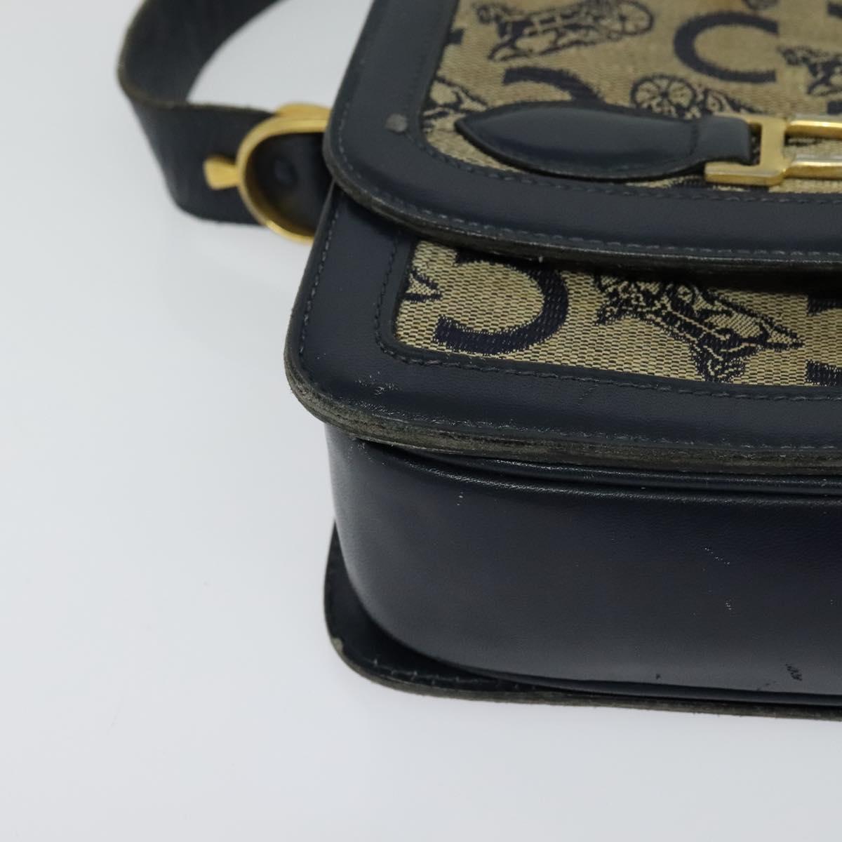 CELINE C Sulky Shoulder Bag Canvas Navy Auth EC321