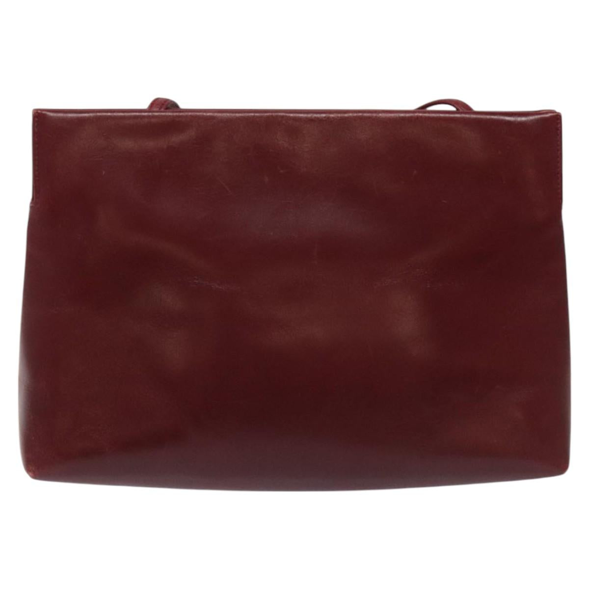 Salvatore Ferragamo Shoulder Bag Leather Red Gold Auth EC330