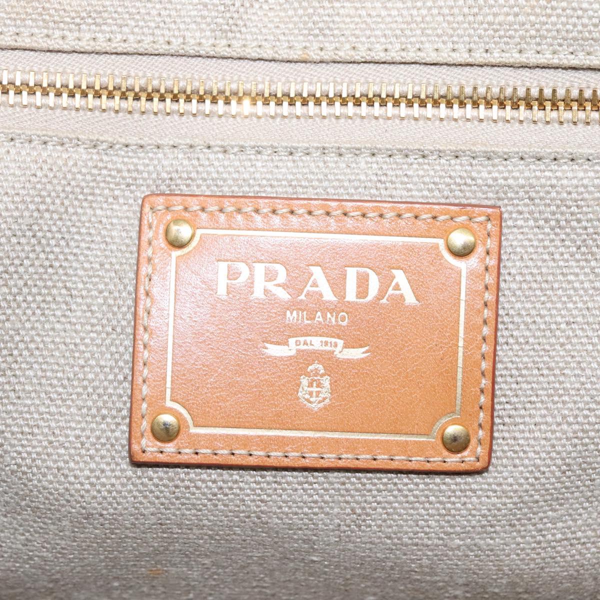 PRADA Canapa GM Hand Bag Canvas Blue Gold Auth EC334