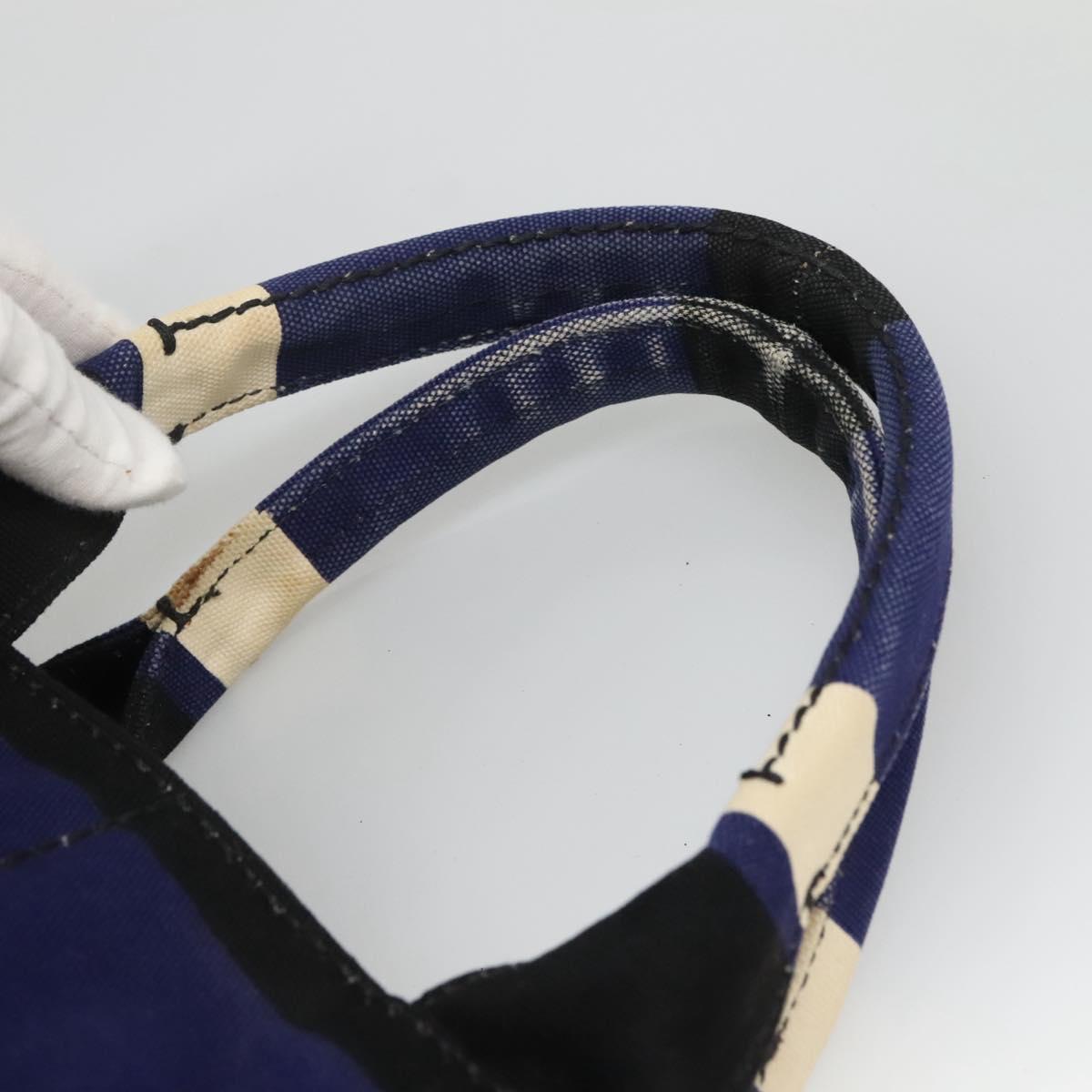 PRADA Canapa GM Hand Bag Canvas Blue Gold Auth EC334