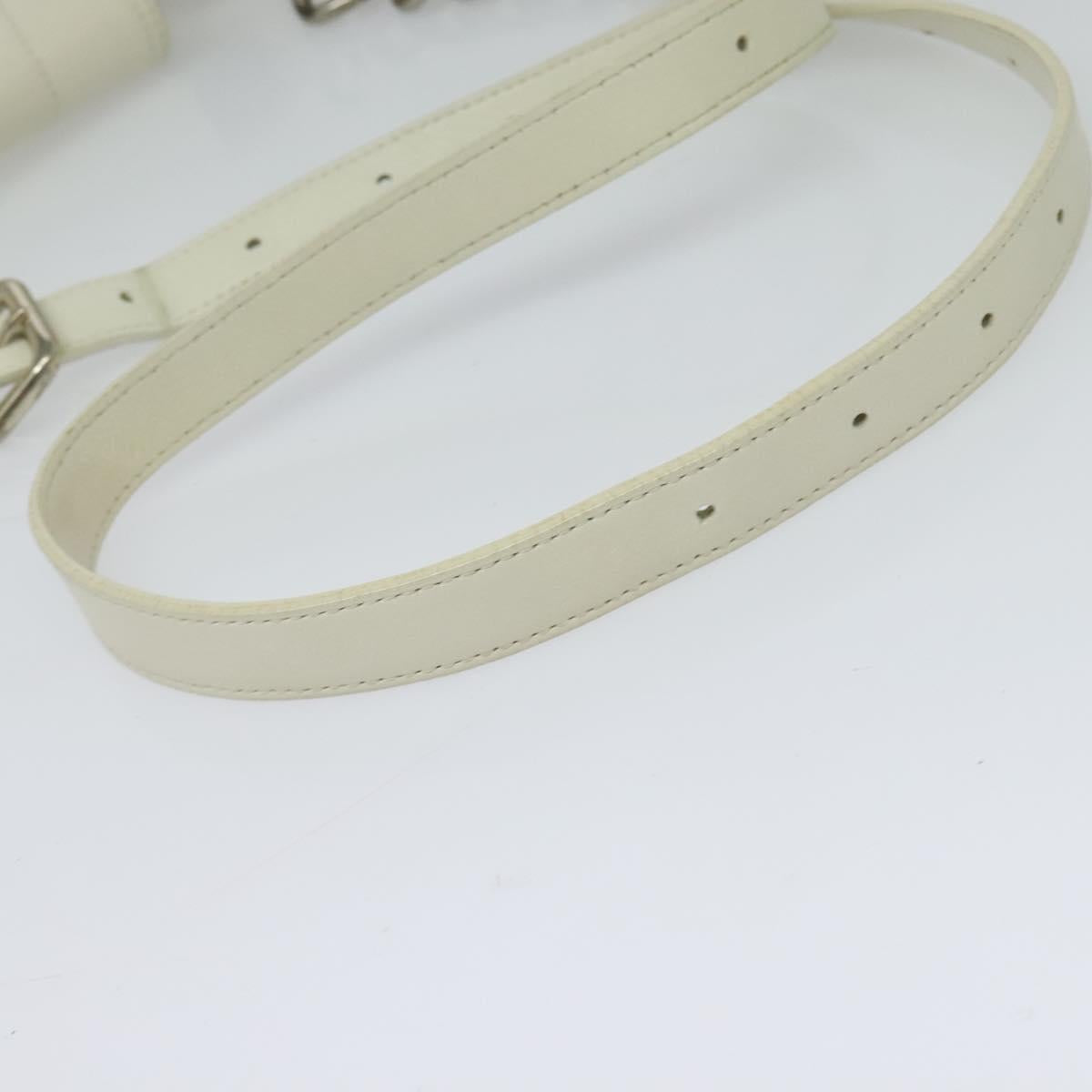 BURBERRY Nova Check Blue Label Bag Canvas Leather White Silver Auth EC349