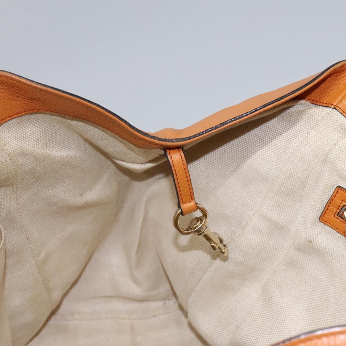 GUCCI Soho Hand Bag Leather Orange Gold 282309 Auth EC355