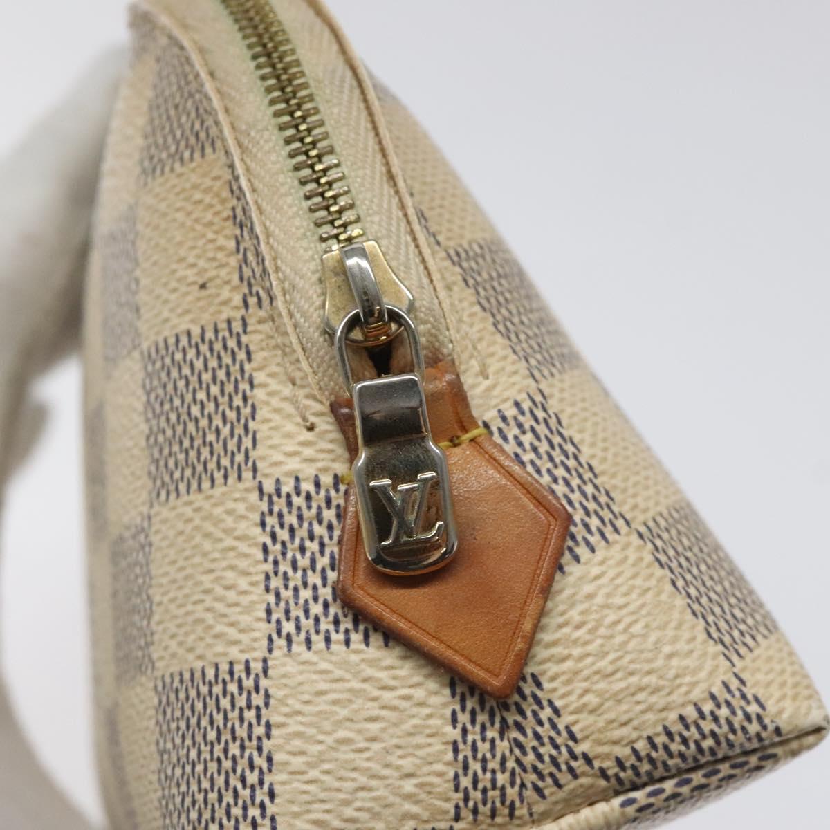 LOUIS VUITTON Damier Azur Pochette Cosmetic PM Pouch N60024 LV Auth EC362