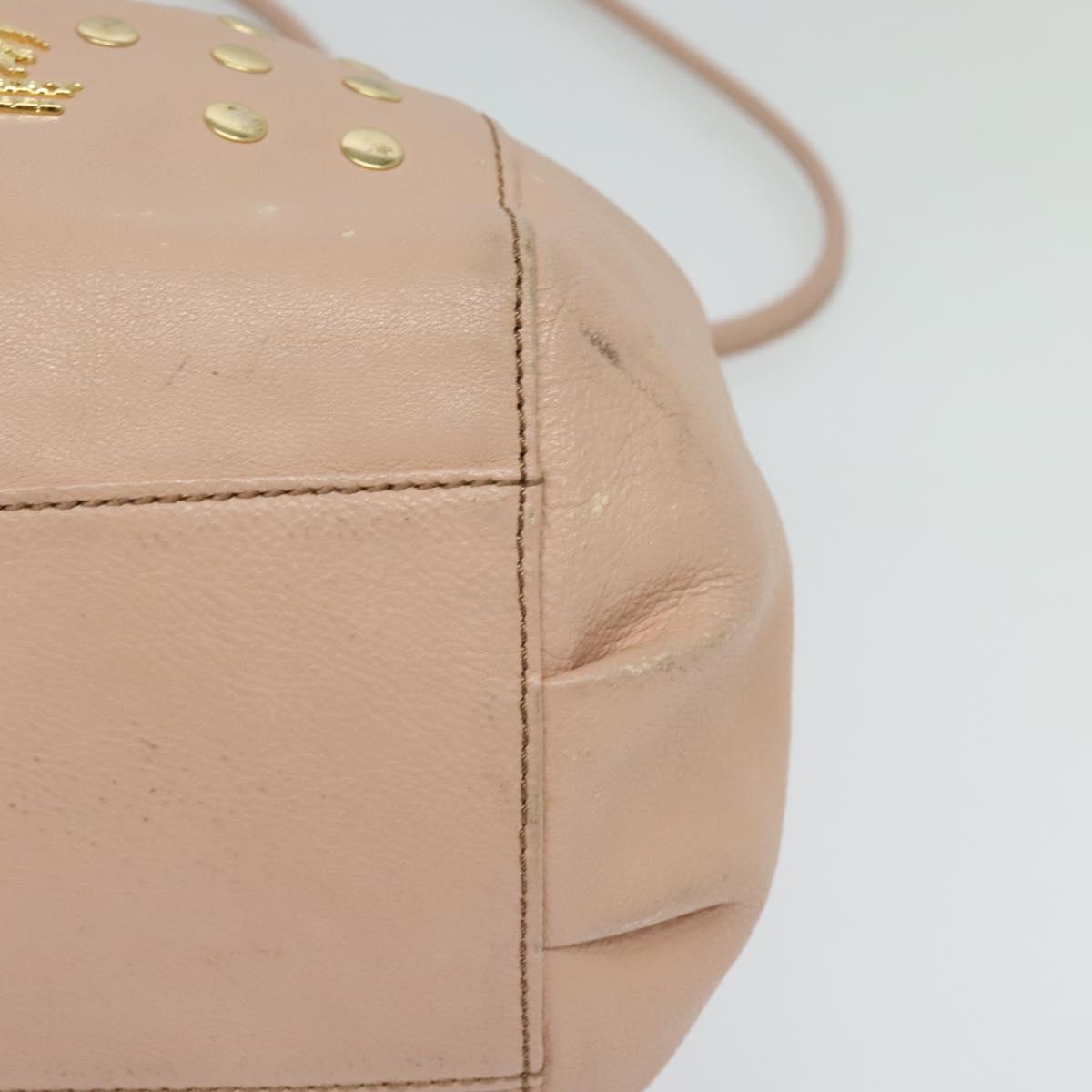 BURBERRY Blue Label Shoulder Bag Leather Gold Pink Auth EC376