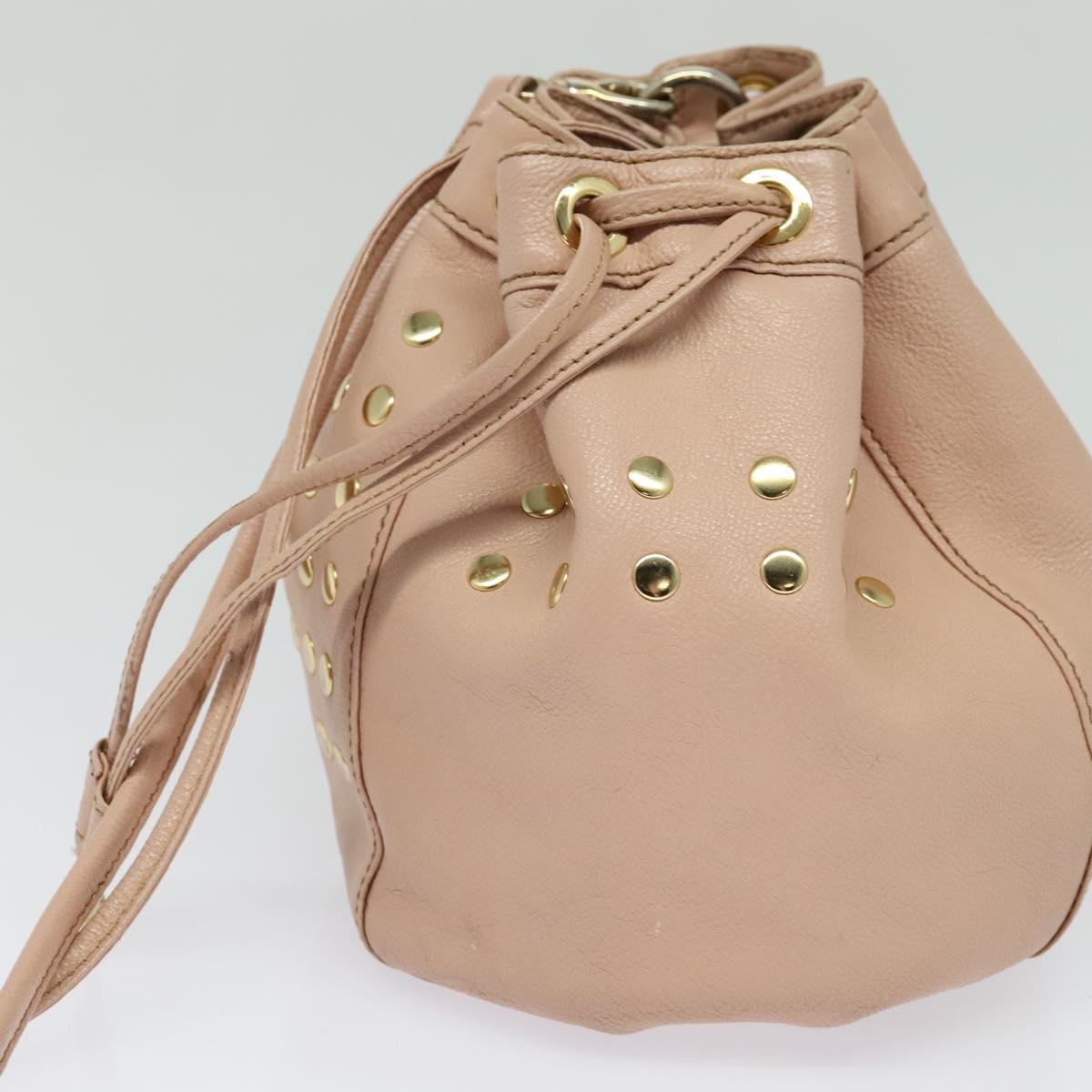 BURBERRY Blue Label Shoulder Bag Leather Gold Pink Auth EC376