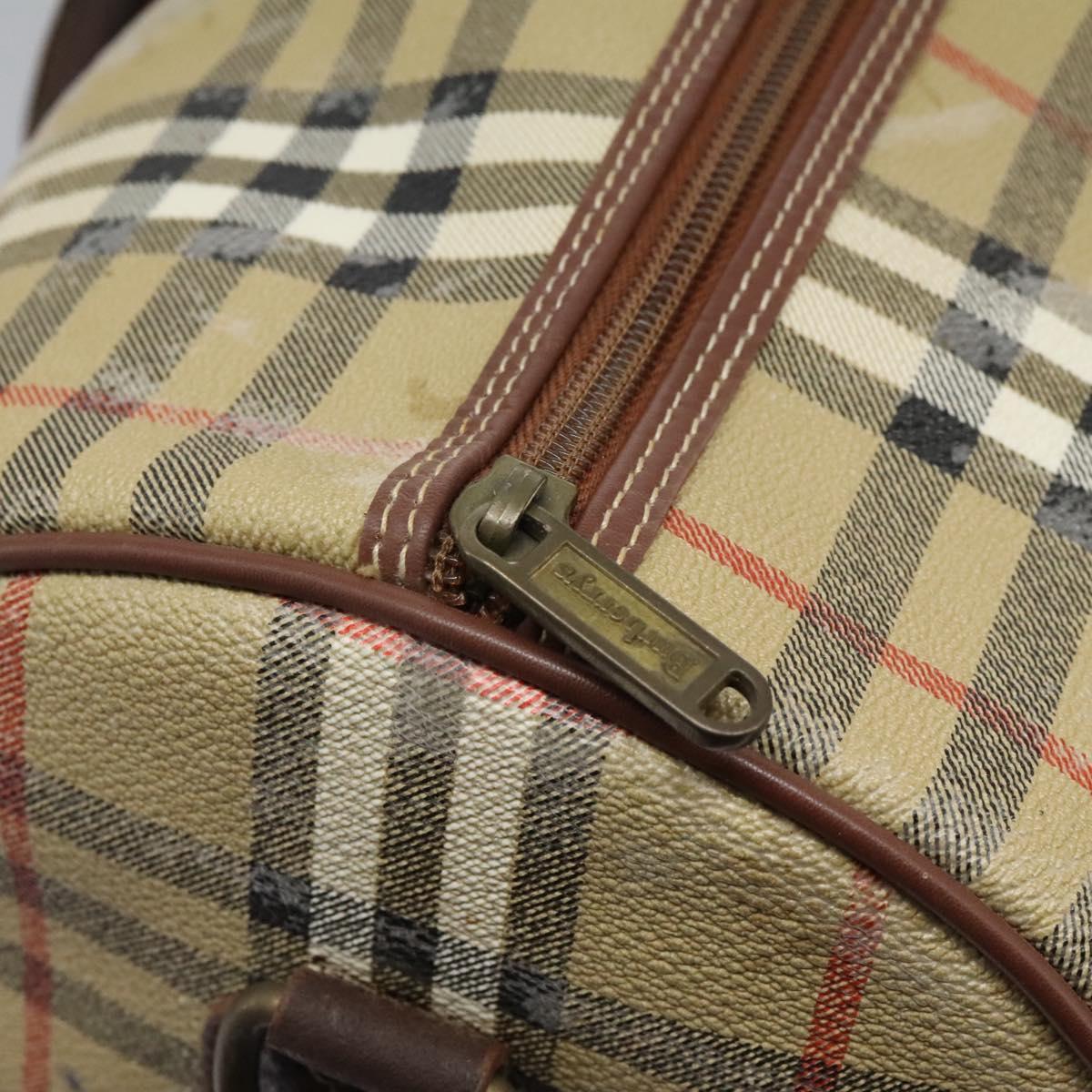 Burberrys Nova Check Boston Bag PVC 2way Beige Auth EC382