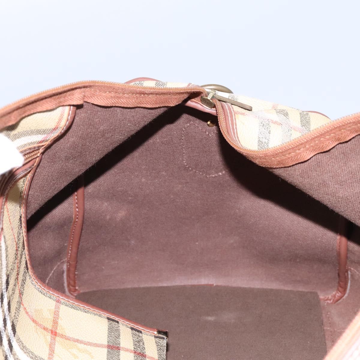 Burberrys Nova Check Boston Bag PVC 2way Beige Auth EC382
