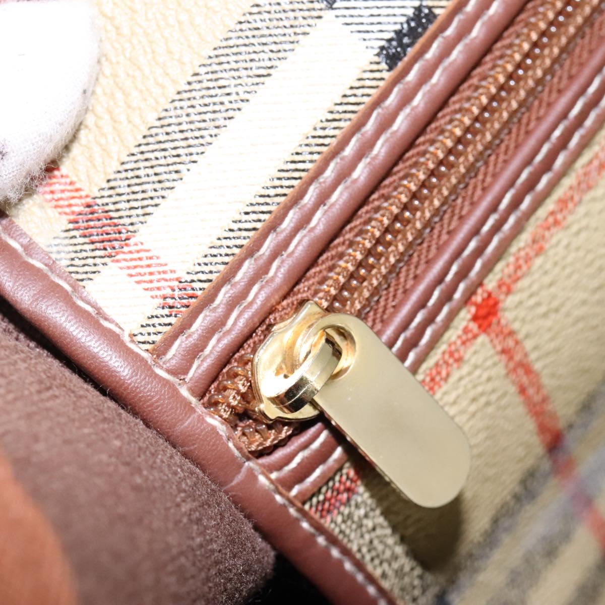 Burberrys Nova Check Boston Bag PVC 2way Beige Auth EC382