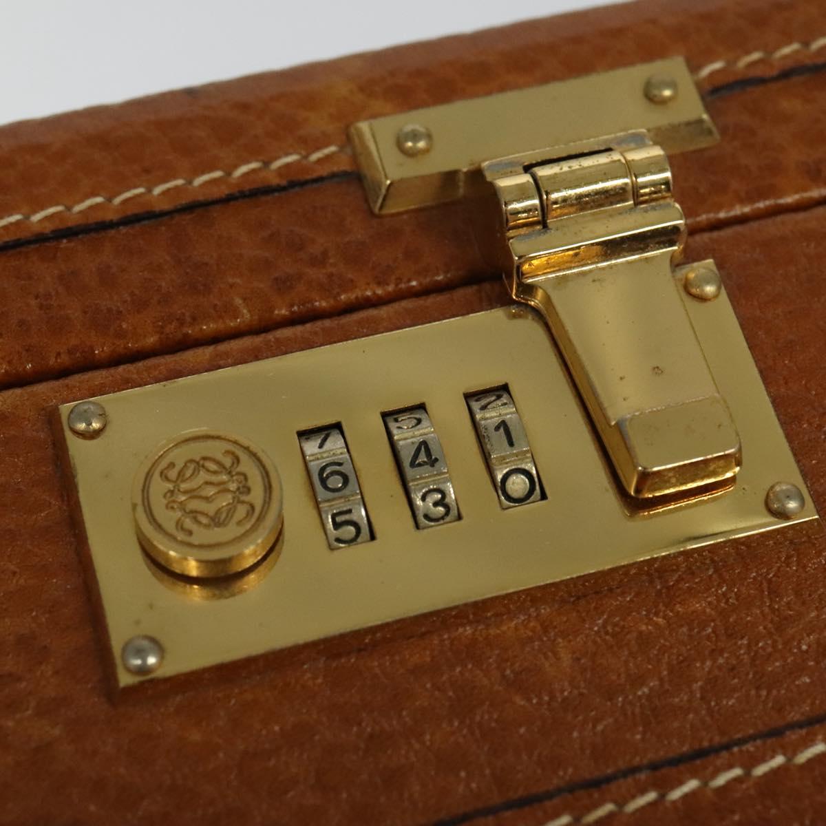 LOEWE Anagram Trunk Leather Brown Gold Auth EC383