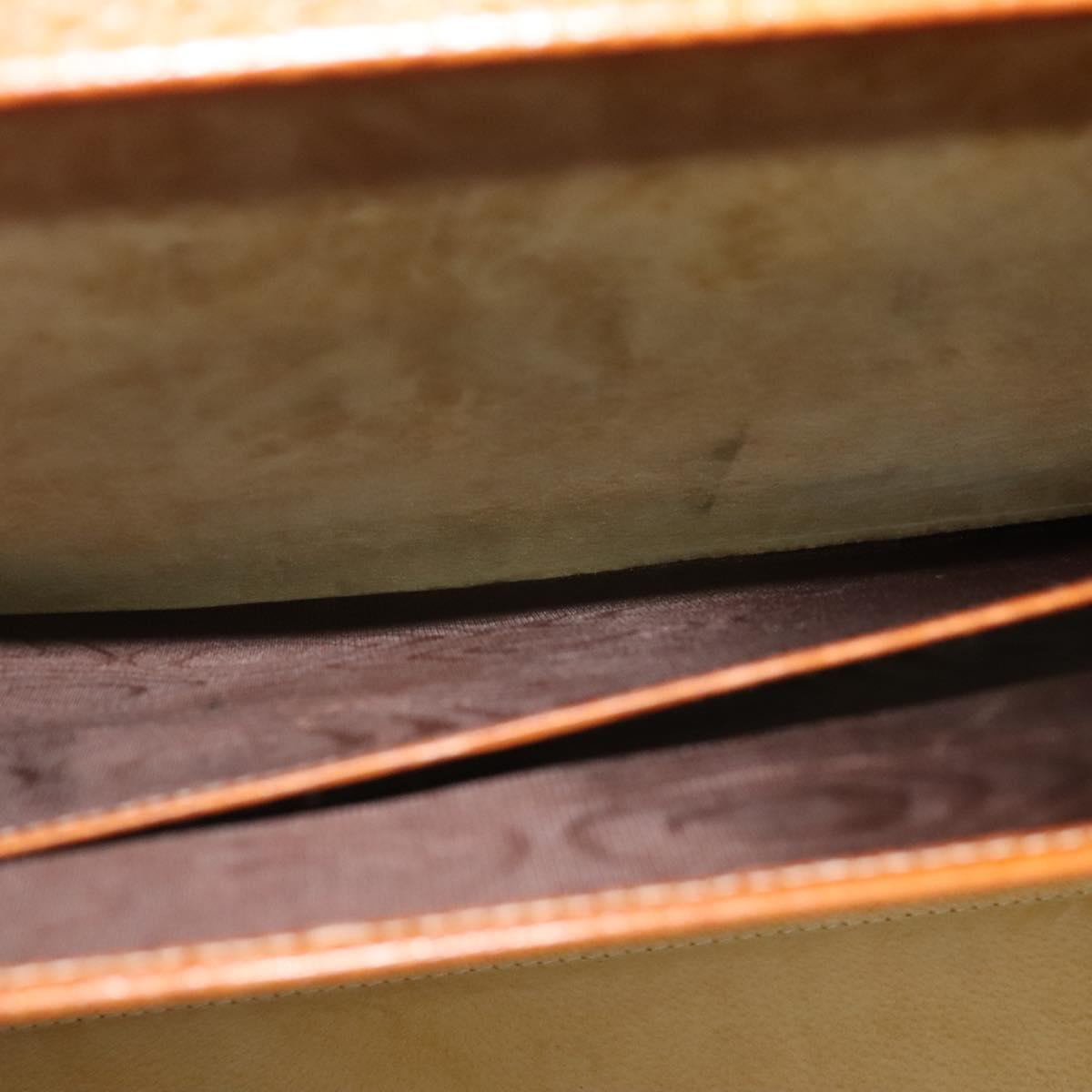 LOEWE Anagram Trunk Leather Brown Gold Auth EC383