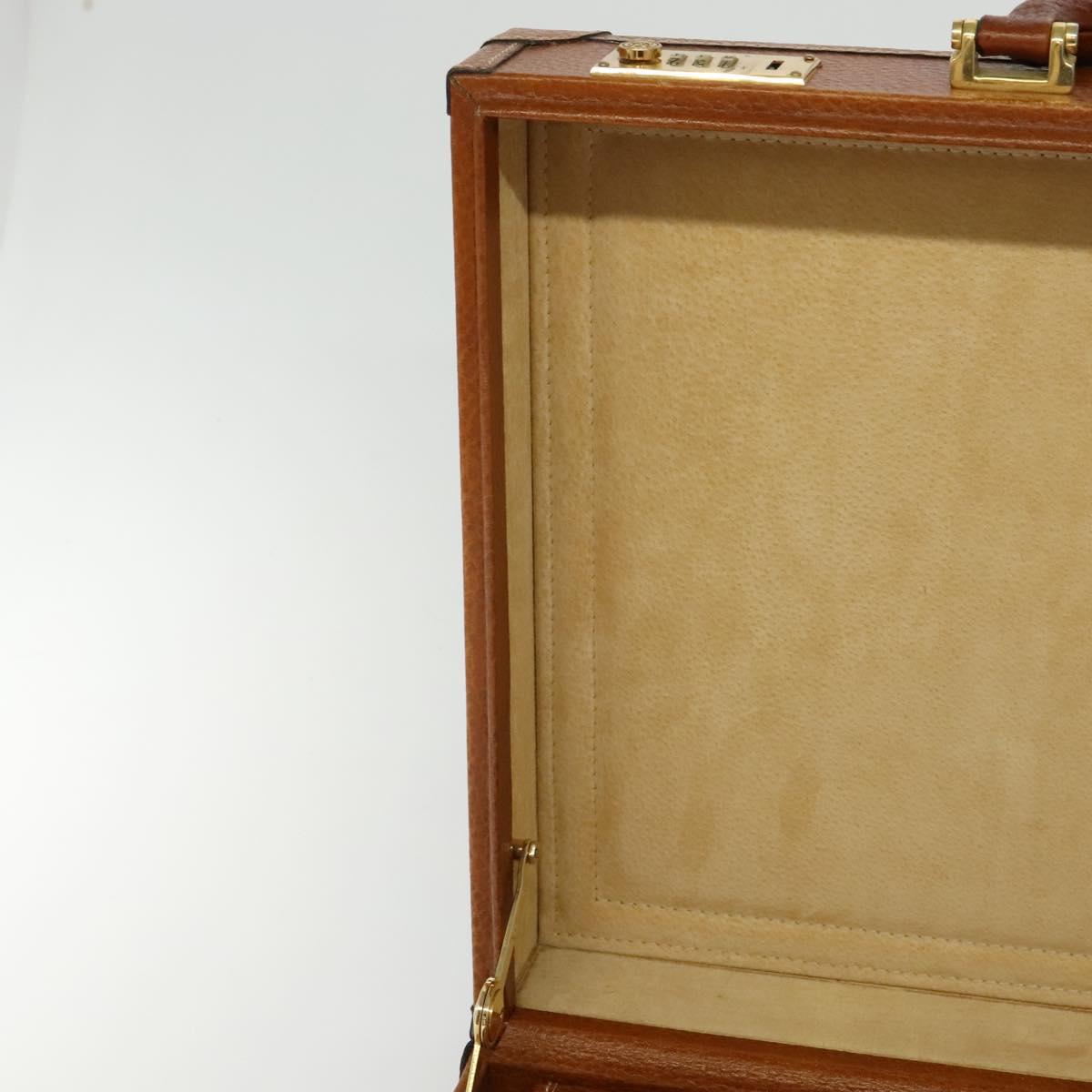 LOEWE Anagram Trunk Leather Brown Gold Auth EC383