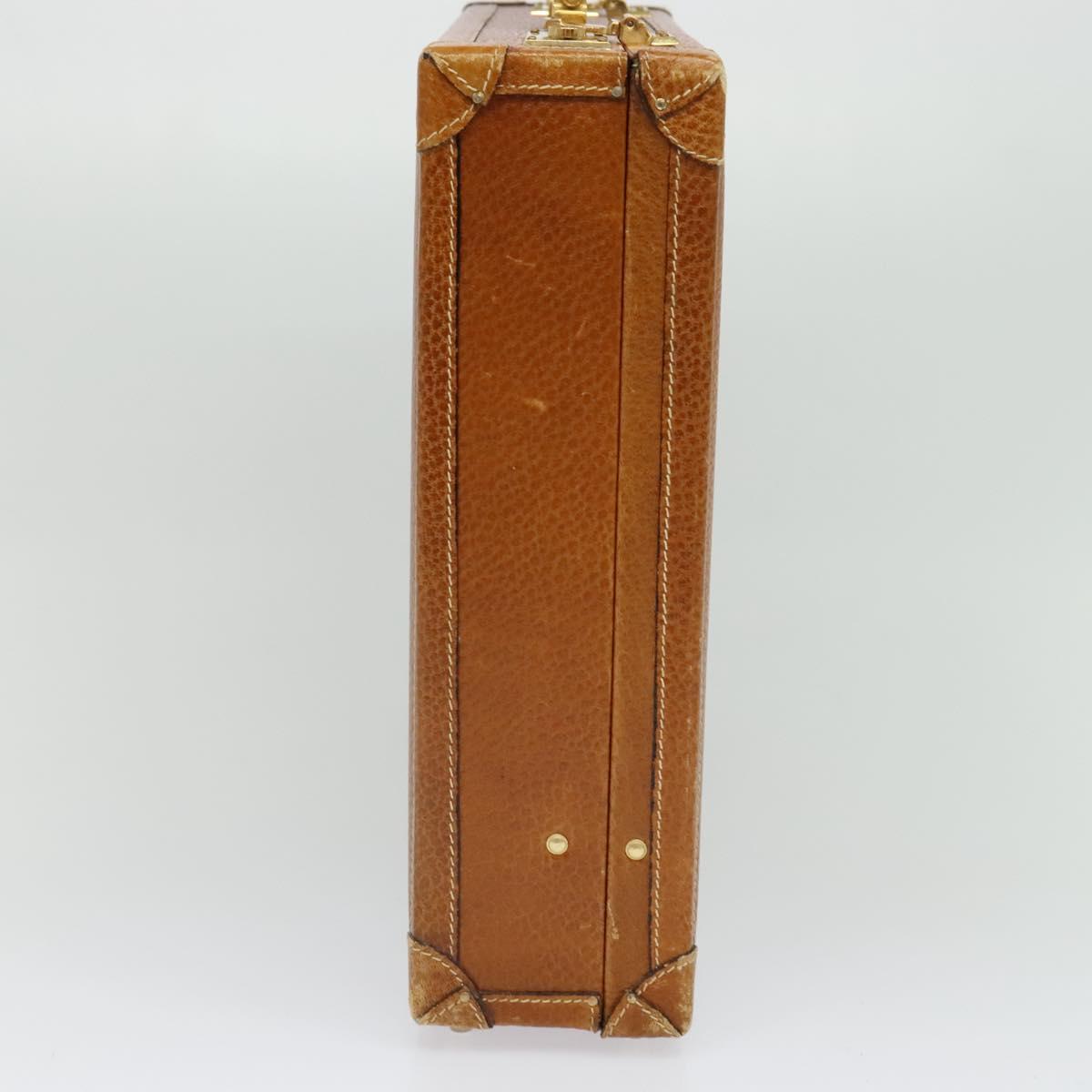 LOEWE Anagram Trunk Leather Brown Gold Auth EC383