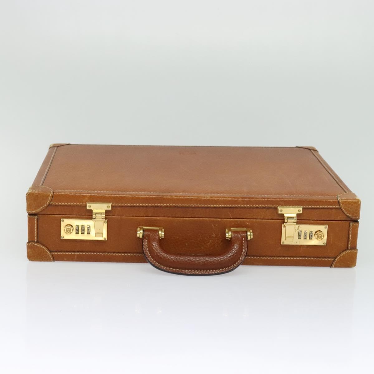LOEWE Anagram Trunk Leather Brown Gold Auth EC383