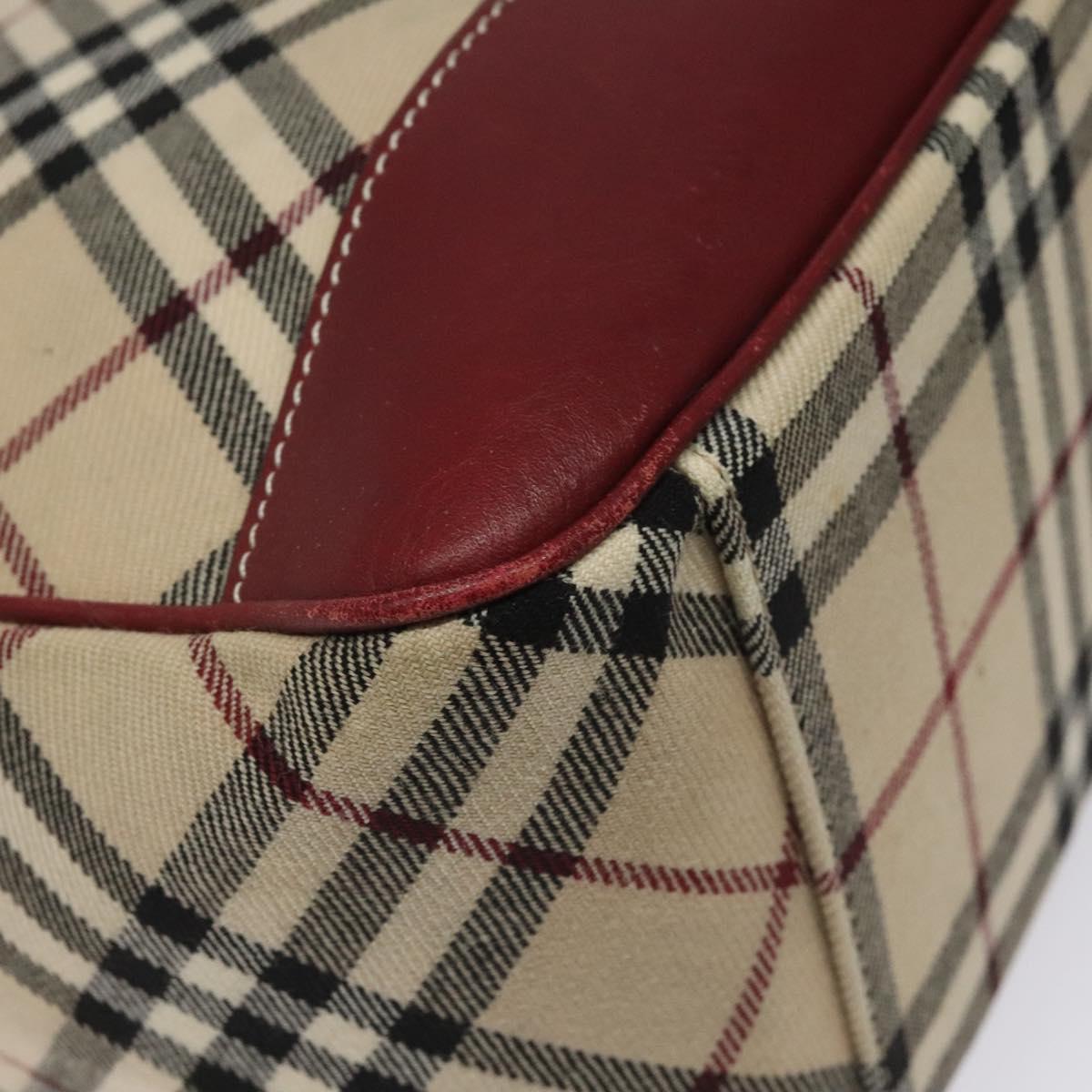 BURBERRY Nova Check Blue Label Shoulder Bag Canvas Beige Auth EC388