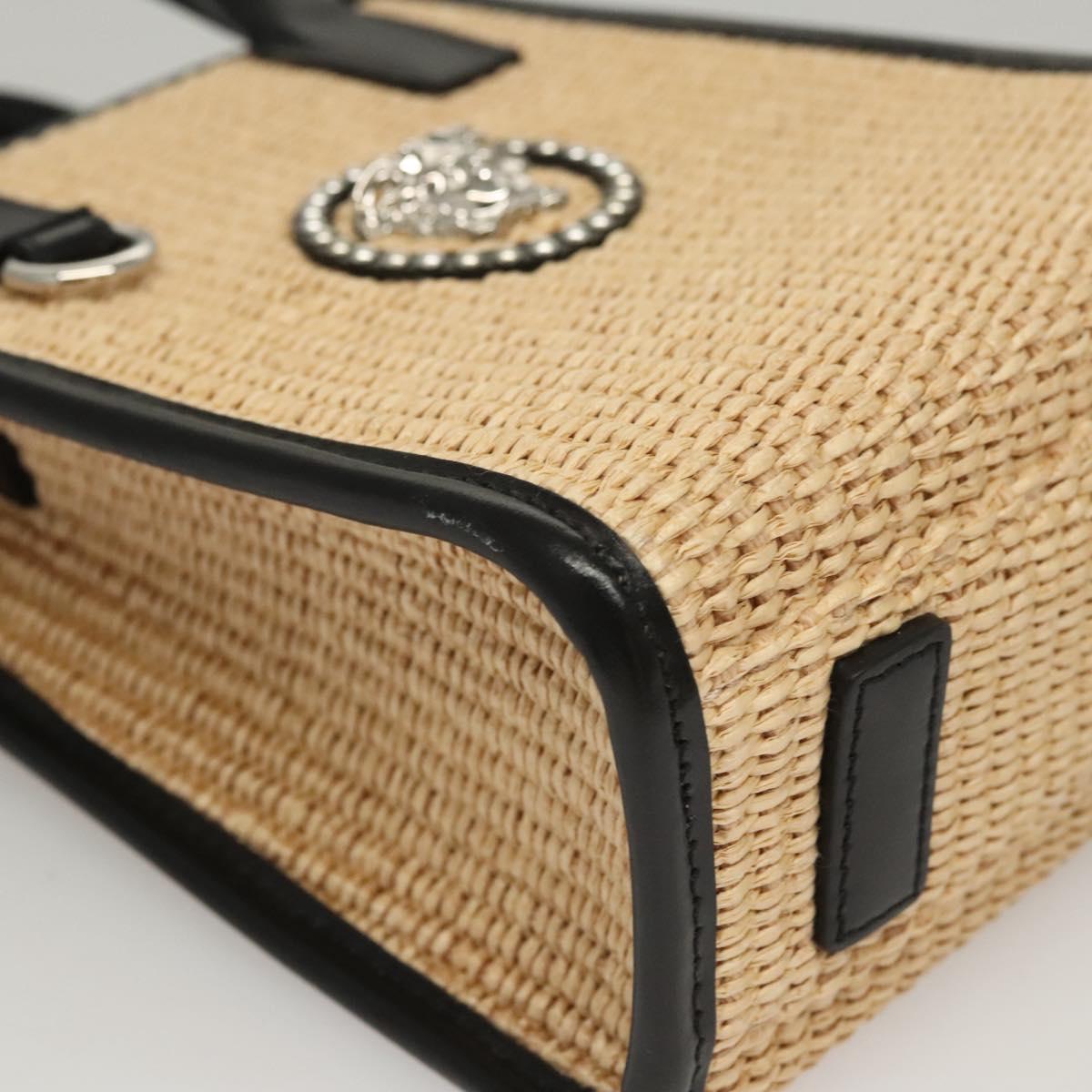 VERSACE Hand Bag Raffia 2way Beige Auth EC391V