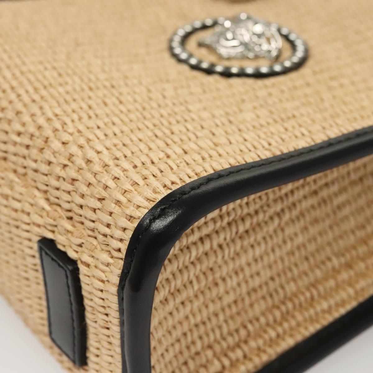 VERSACE Hand Bag Raffia 2way Beige Auth EC391V