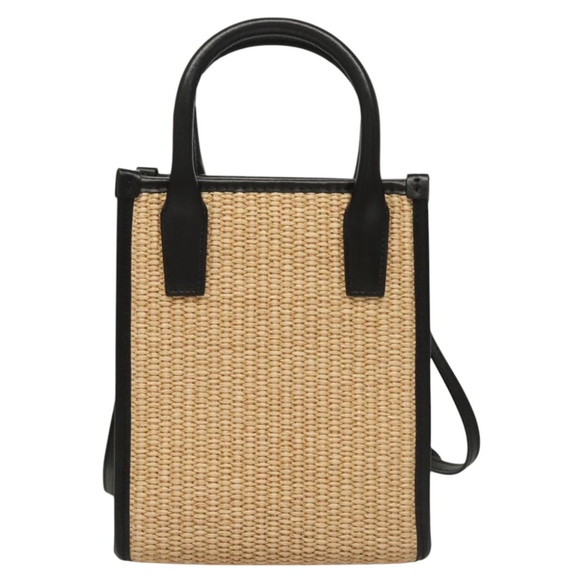 VERSACE Hand Bag Raffia 2way Beige Auth EC391V