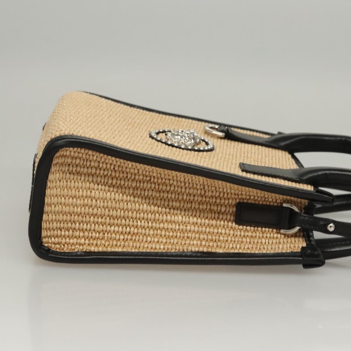 VERSACE Hand Bag Raffia 2way Beige Auth EC391A