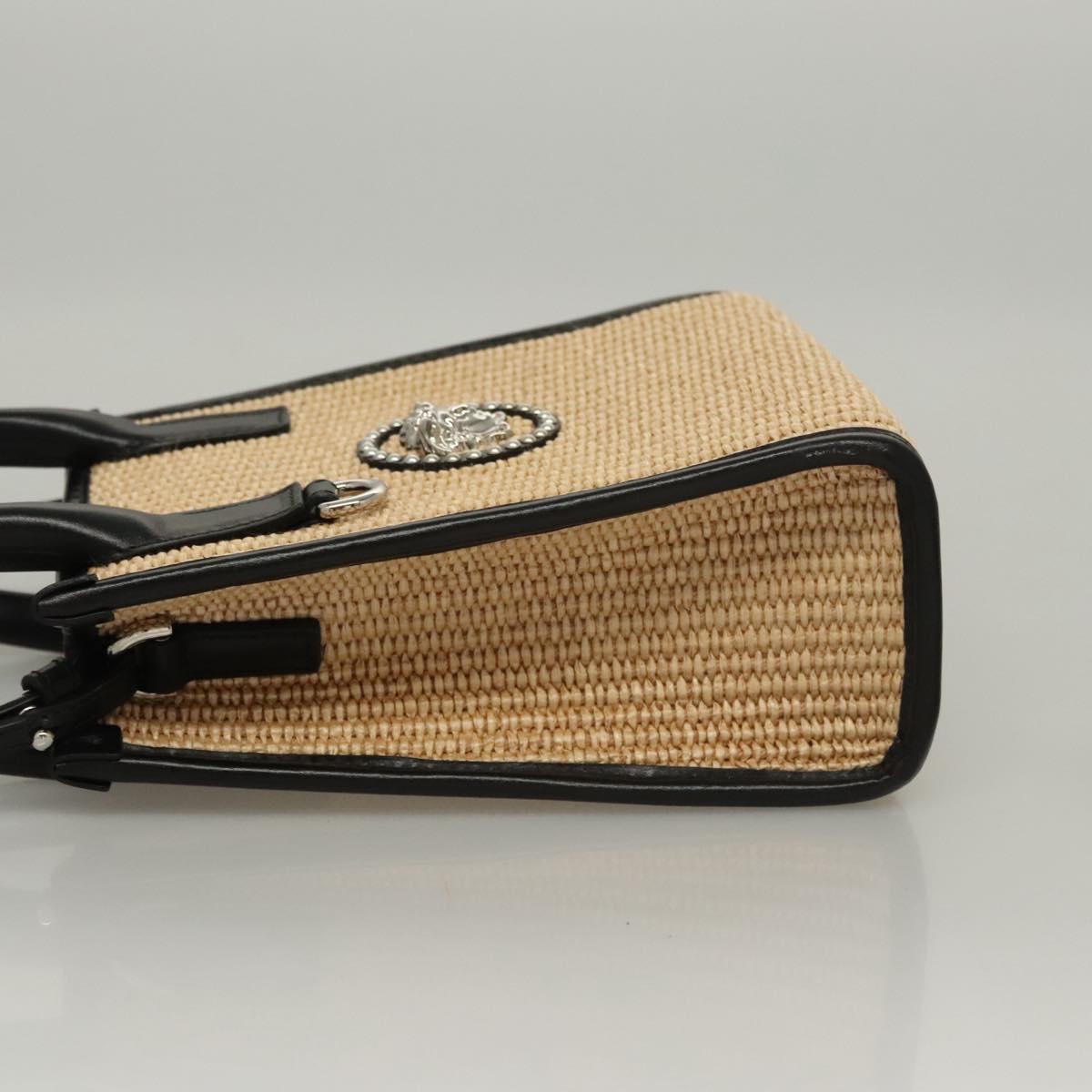 VERSACE Hand Bag Raffia 2way Beige Auth EC391V