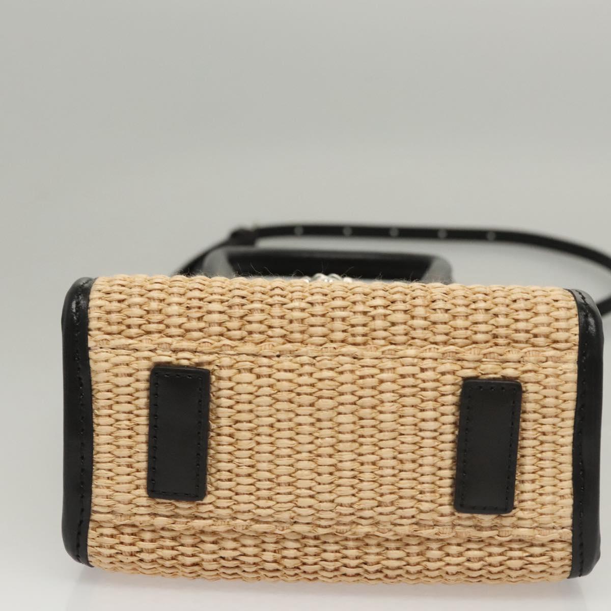 VERSACE Hand Bag Raffia 2way Beige Auth EC391V