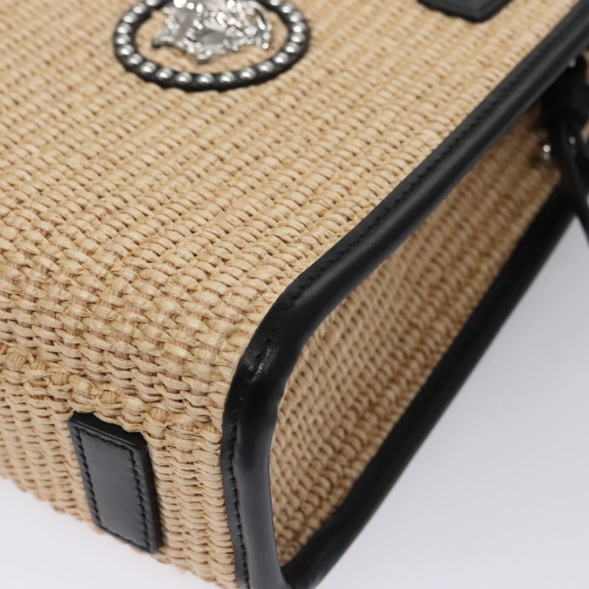 VERSACE Hand Bag Raffia 2way Beige Auth EC392AV