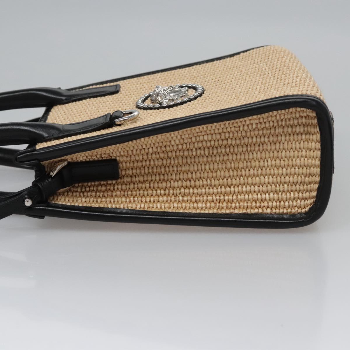 VERSACE Hand Bag Raffia 2way Beige Auth EC392AV