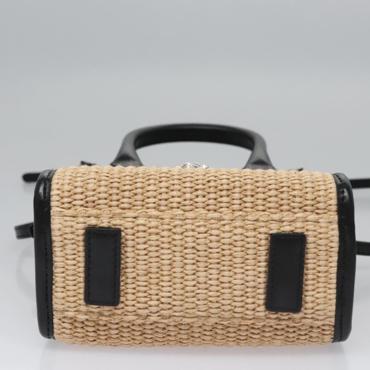 VERSACE Hand Bag Raffia 2way Beige Auth EC393V