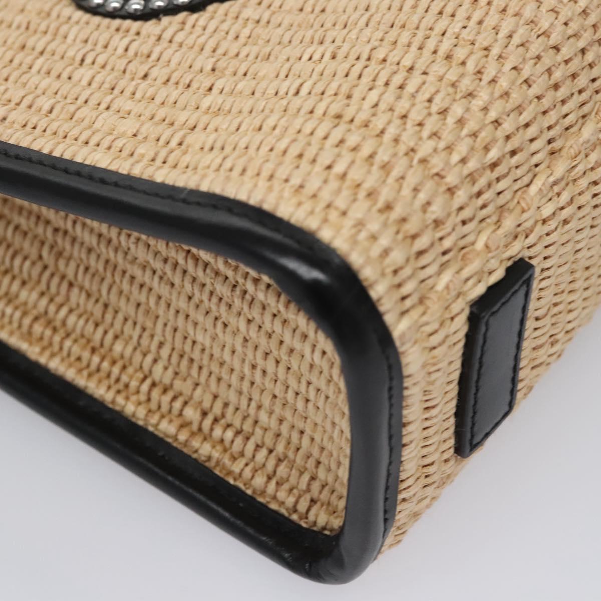 VERSACE Hand Bag Raffia 2way Beige Auth EC393A