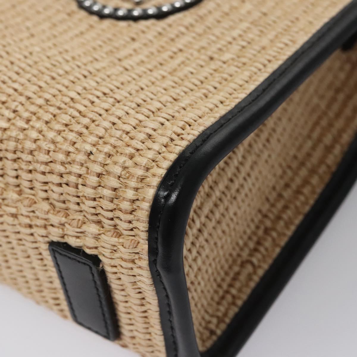 VERSACE Hand Bag Raffia 2way Beige Auth EC393V