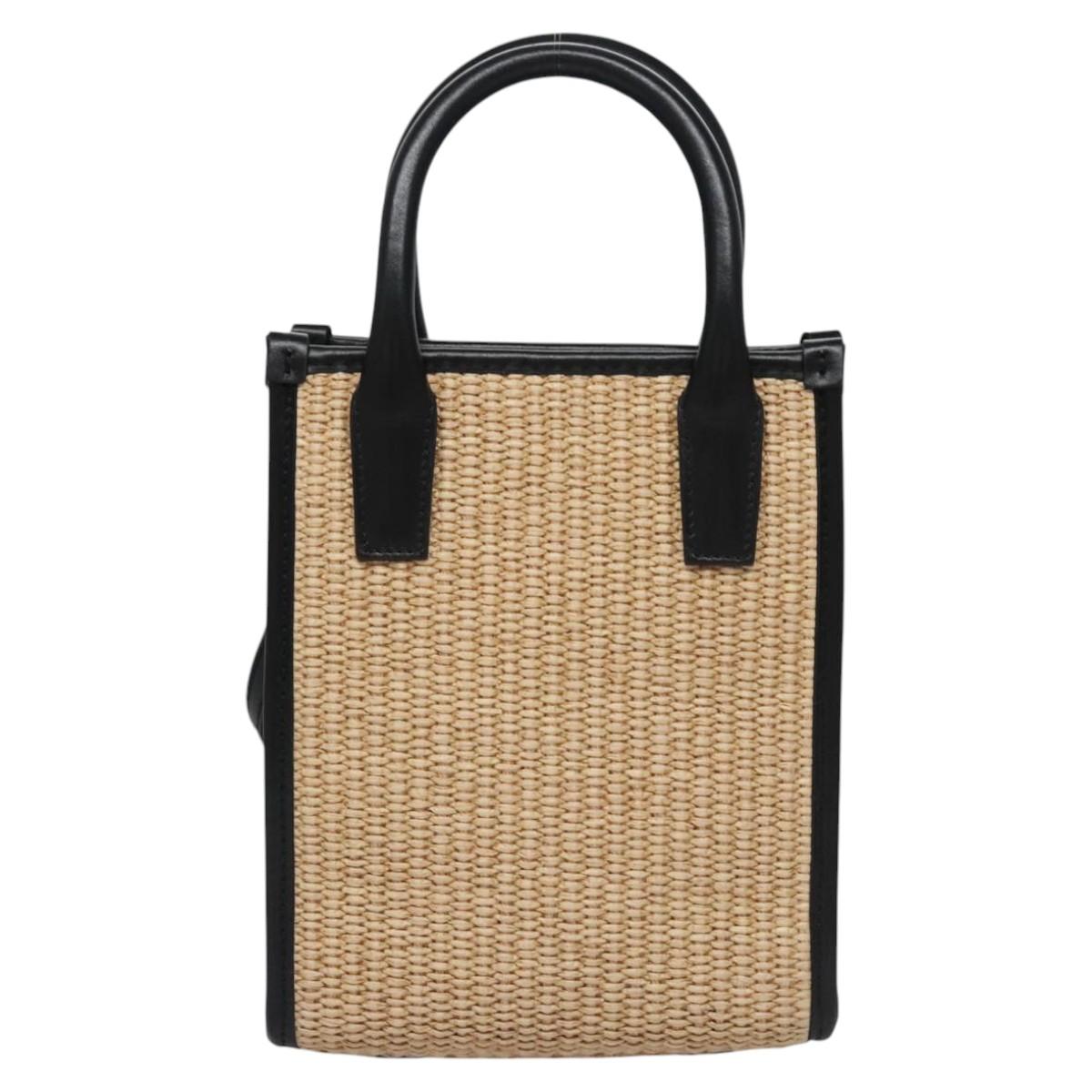 VERSACE Hand Bag Raffia 2way Beige Auth EC393V