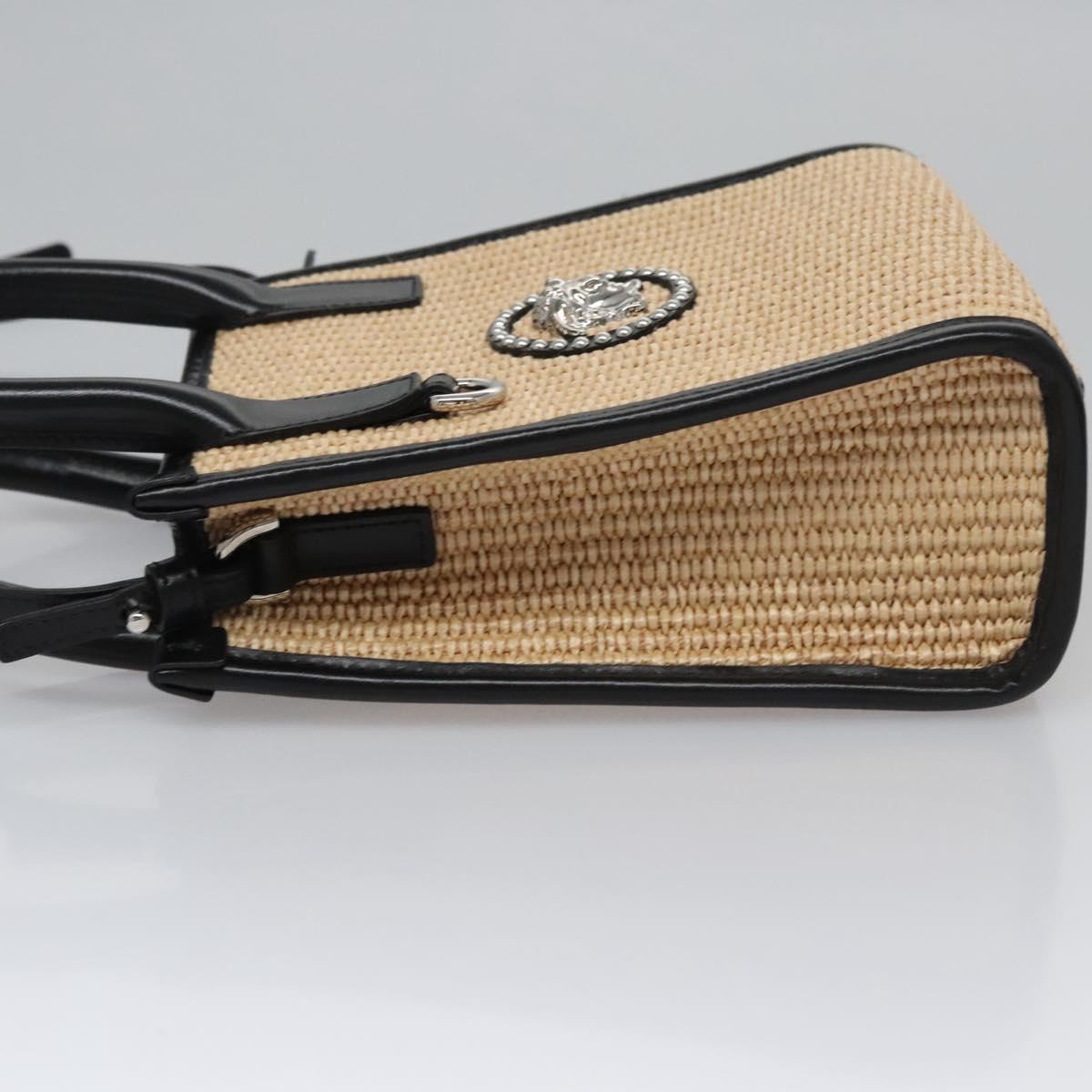 VERSACE Hand Bag Raffia 2way Beige Auth EC393V