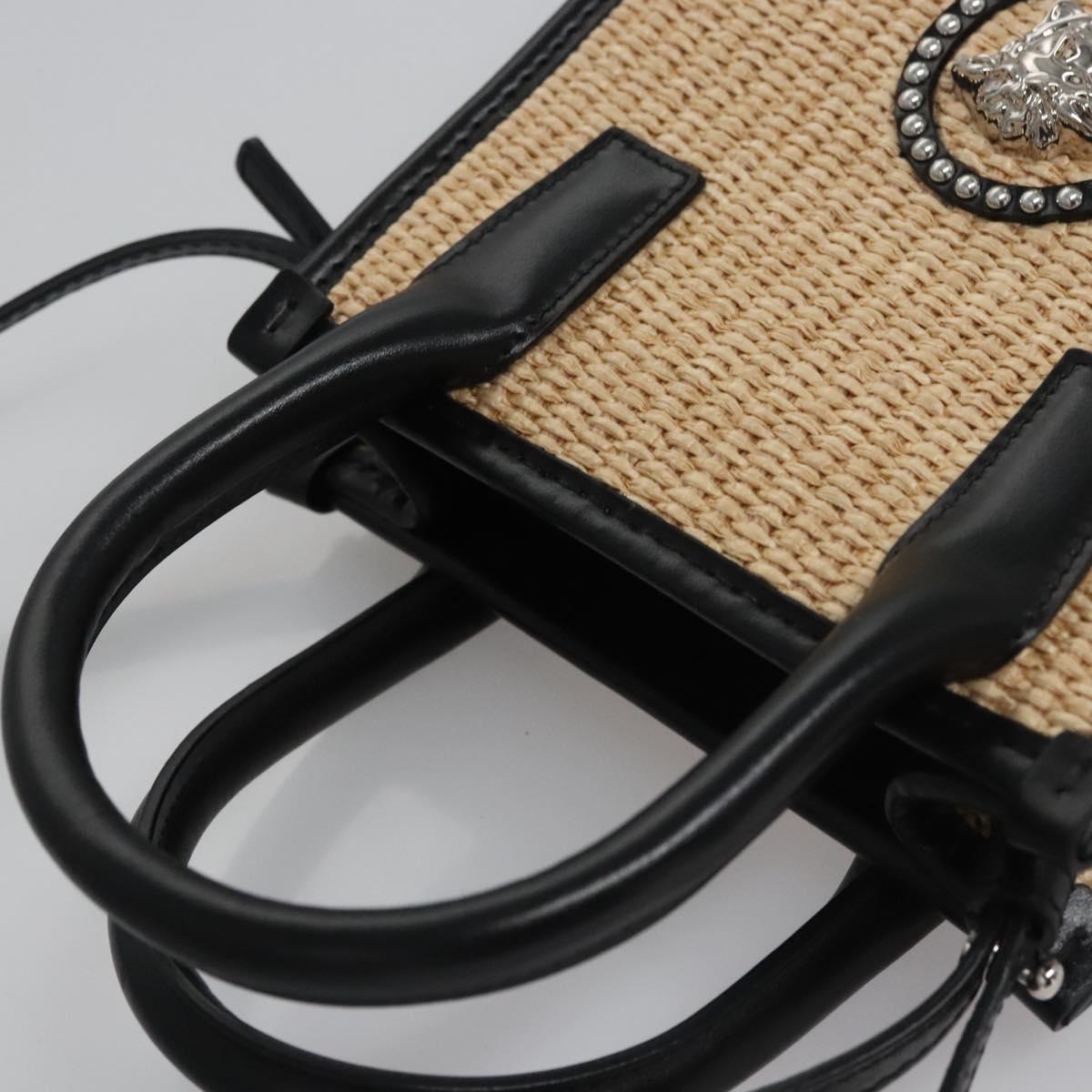 VERSACE Hand Bag Raffia 2way Beige Auth EC393V