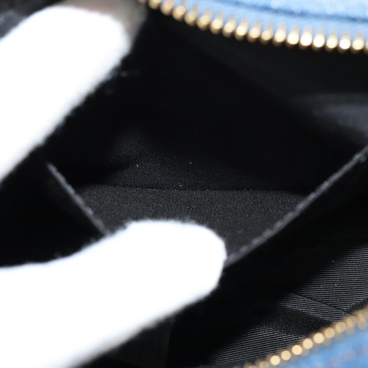 VERSACE Shoulder Bag Denim Blue Gold Auth EC394V