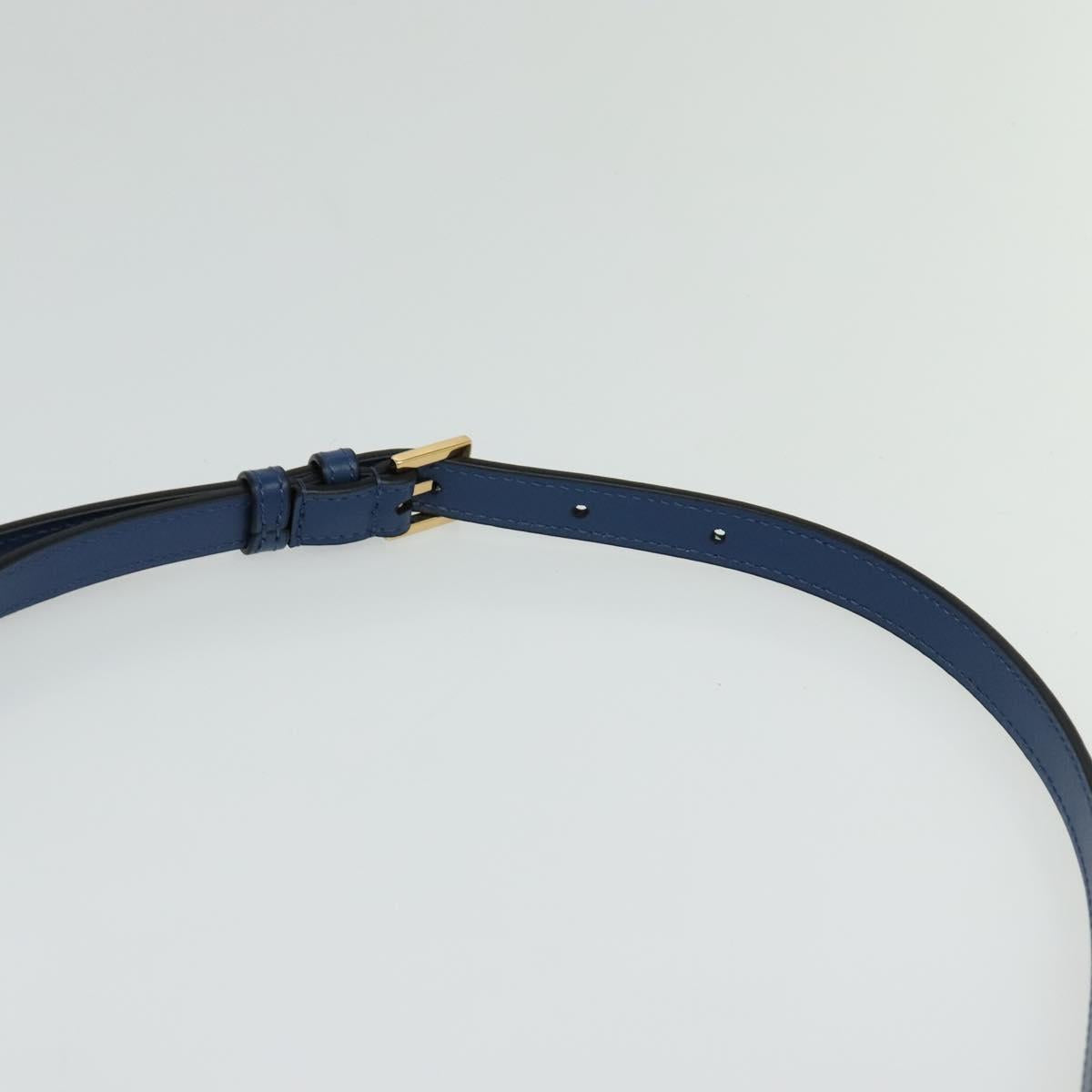 VERSACE Shoulder Bag Denim Blue Gold Auth EC394V