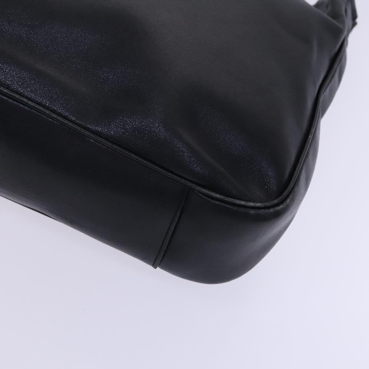 GUCCI Bamboo Hand Bag Leather 2way Black Gold 001 1577 Auth EC403