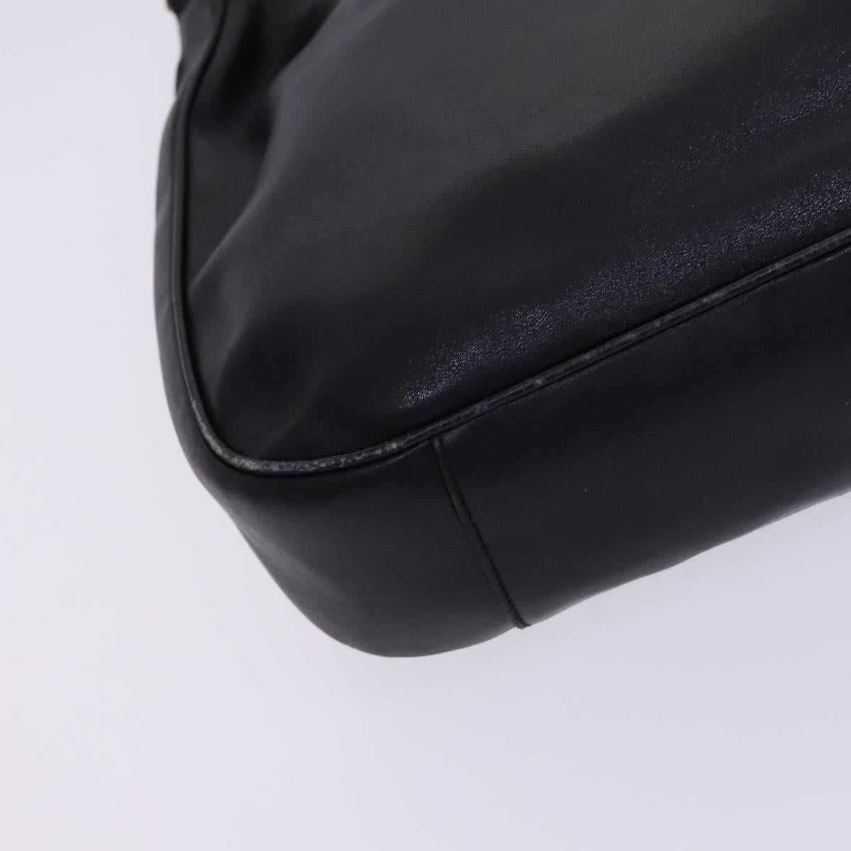 GUCCI Bamboo Hand Bag Leather 2way Black Gold 001 1577 Auth EC403