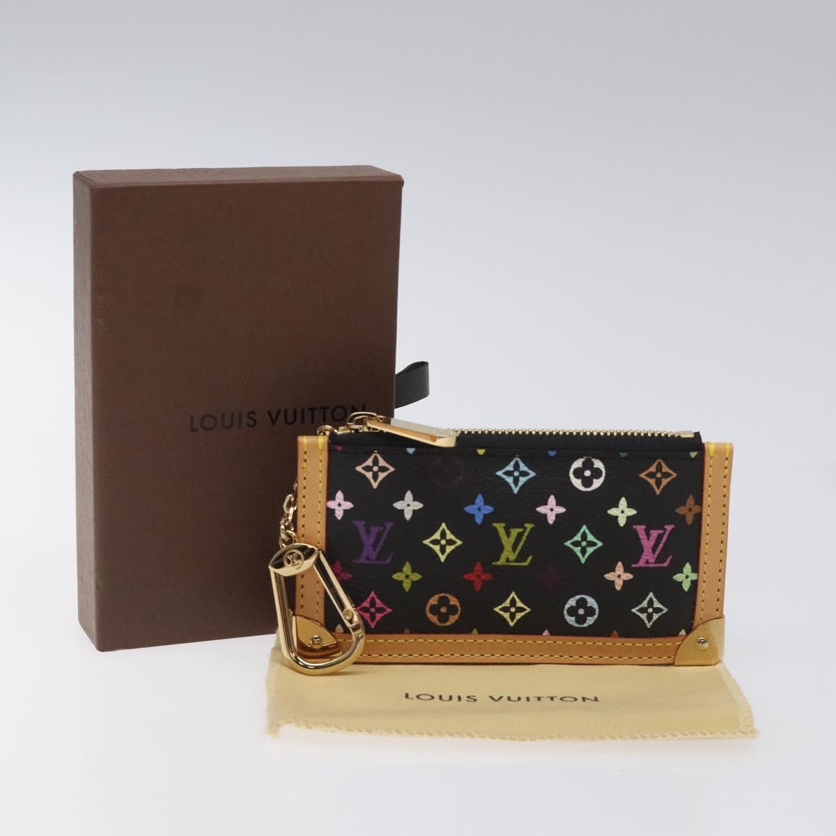 LOUIS VUITTON Monogram Multicolor Pochette Cles Purse Black M92654 Auth EC410SV